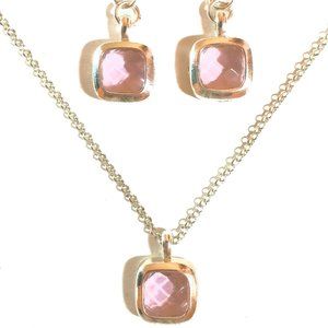 Pink Rhinestone Crystal Pendant Jewelry Set, Pink Jewelry Set, Pink Accessories